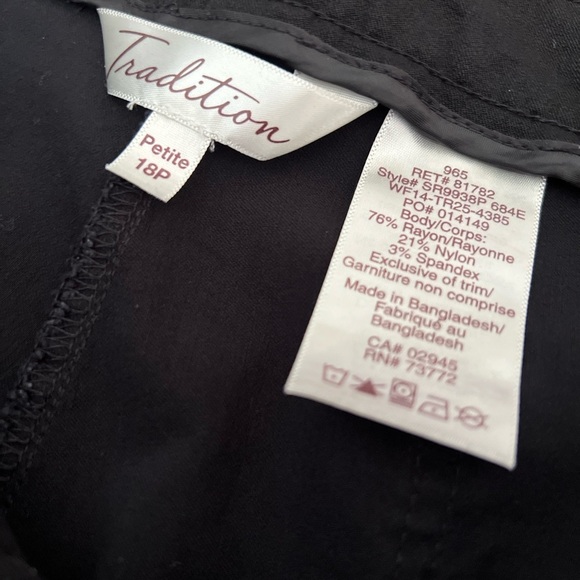 Tradition Black Petite Pants 18P - Picture 2 of 9